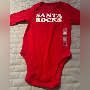 Santa Rocks Red Baby Onesie